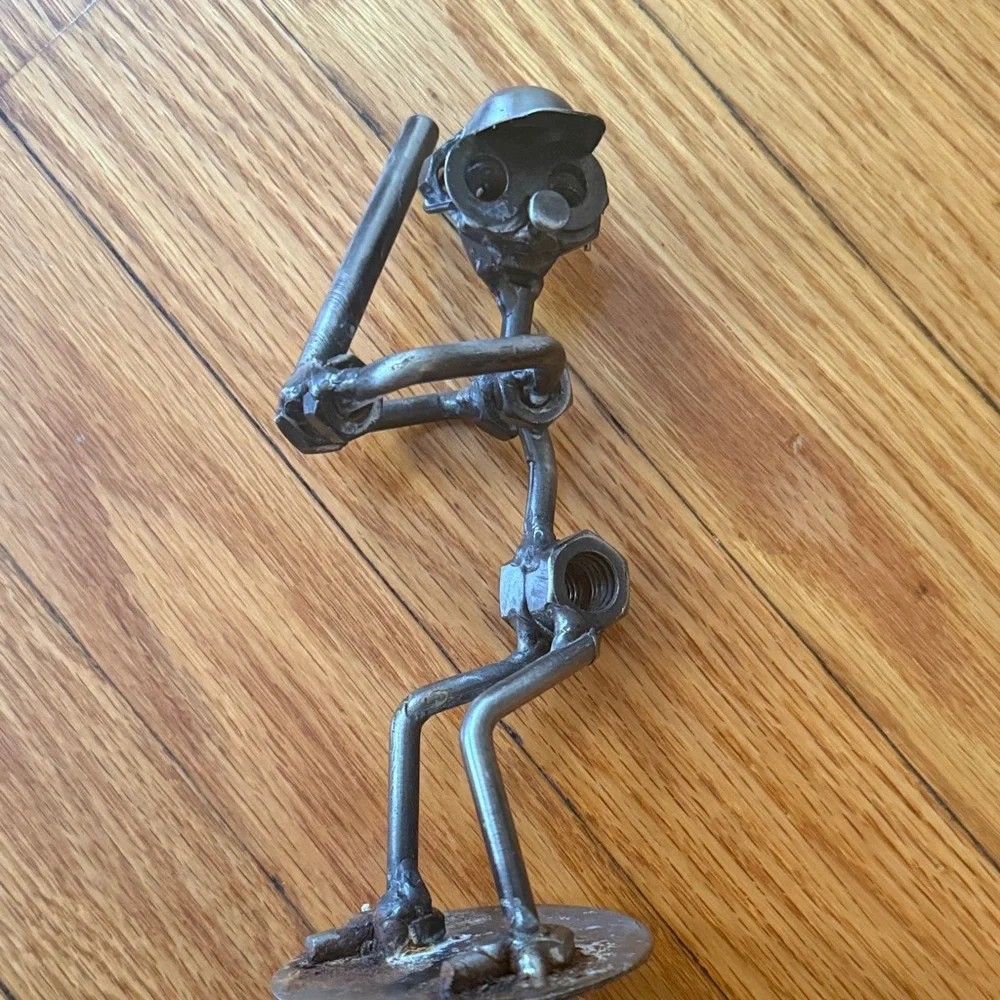 Metal Baseball Player Sculpture - Picture 4 of 4